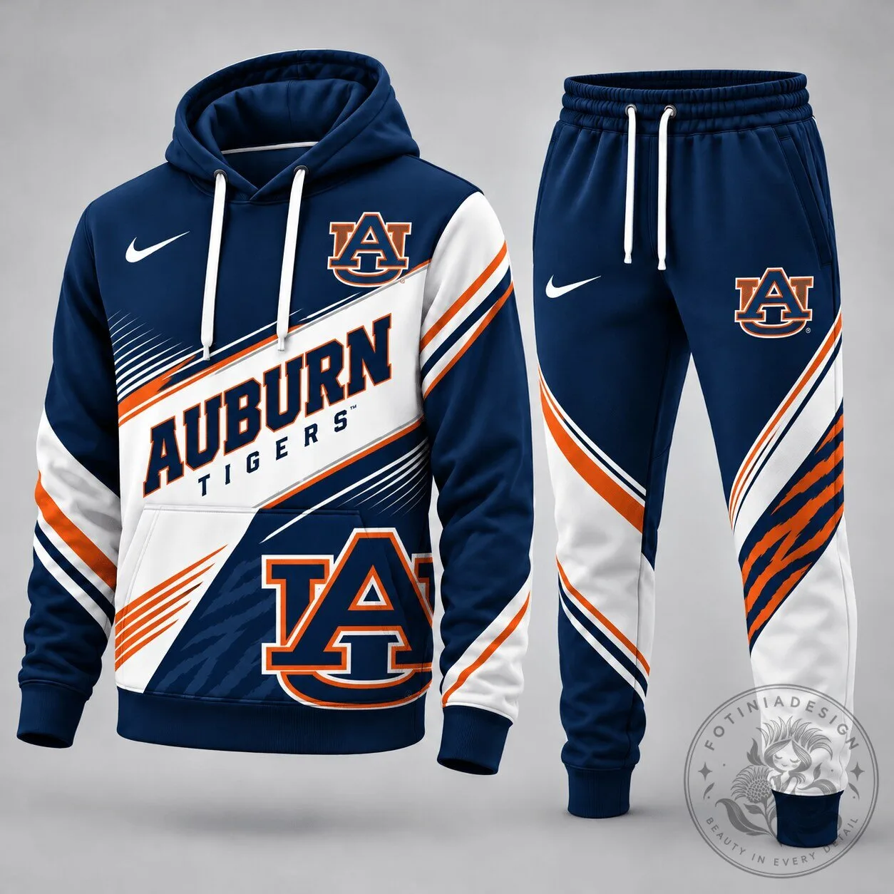 Auburn Tigers NCAA College Football Team Navy Blue White Orange Hoodie