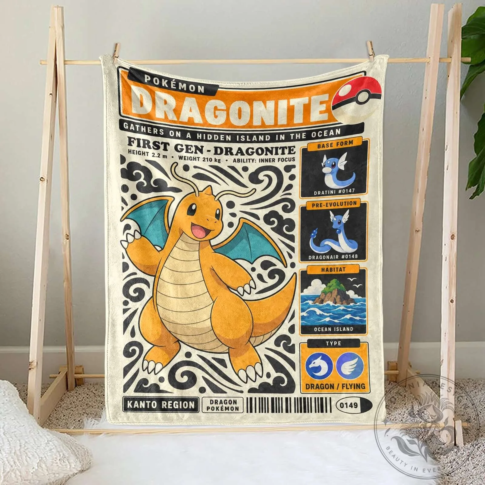 Pokemon Dragonite First Generation Kanto Region Ocean Island Fleece Blanket 7 Pokemon Dragonite First Generation Kanto Region Ocean Island Fleece Blanket
