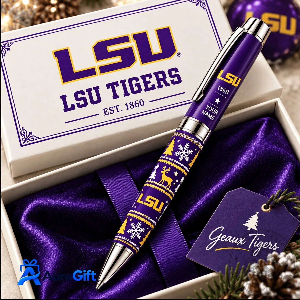 LSU Tigers Christmas Holiday Premium Ballpoint Pen