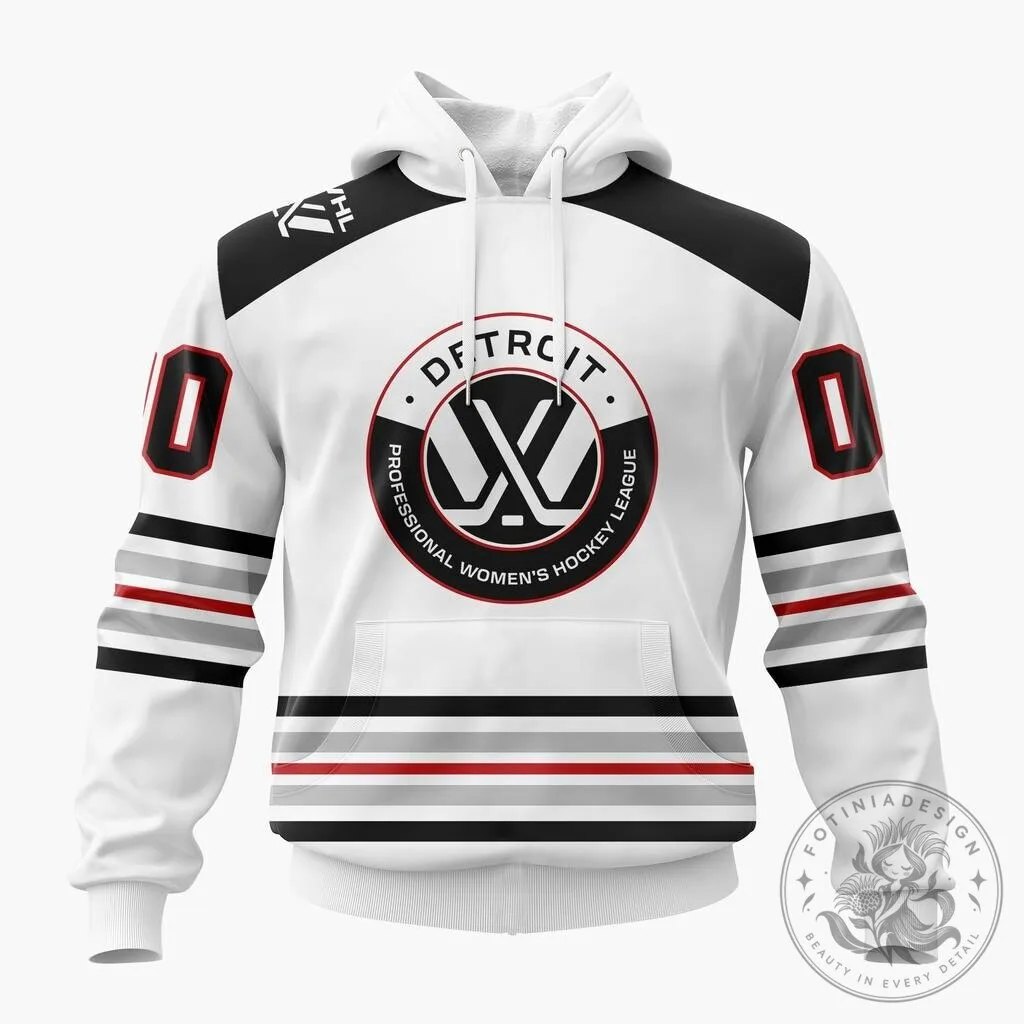 Professional Women's Hockey League Detroit Away Design Hoodie