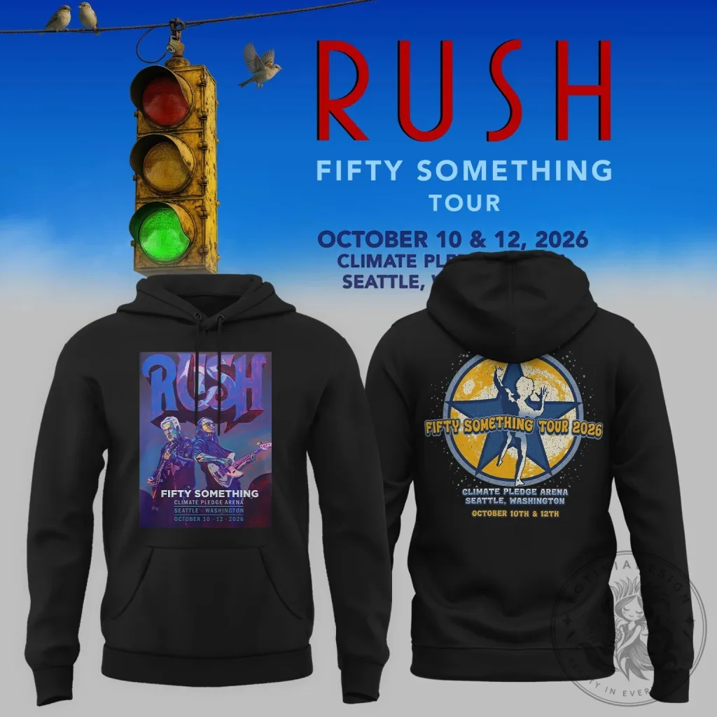 Black Hoodie for the 2026 Rush Fifty Something Tour at Climate Pledge Arena in Seattle Black Hoodie for the 2026 Rush Fifty Something Tour at Climate Pledge Arena in Seattle