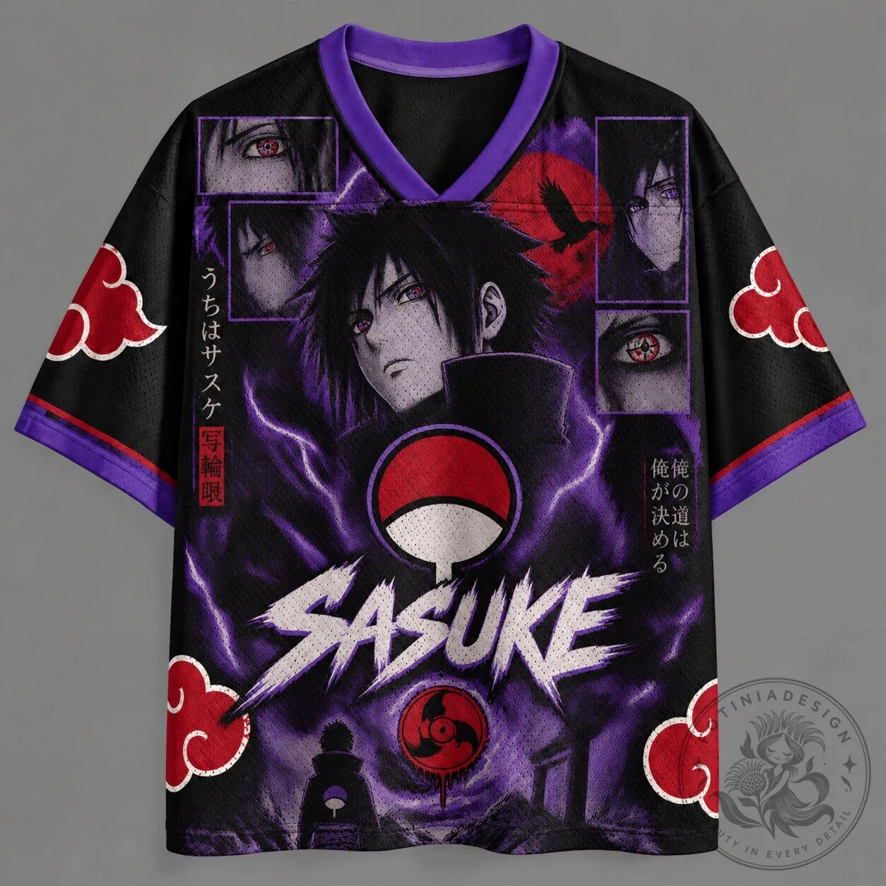 Naruto Sasuke Uchiha Sharingan Anime Manga Character Jersey Shirt