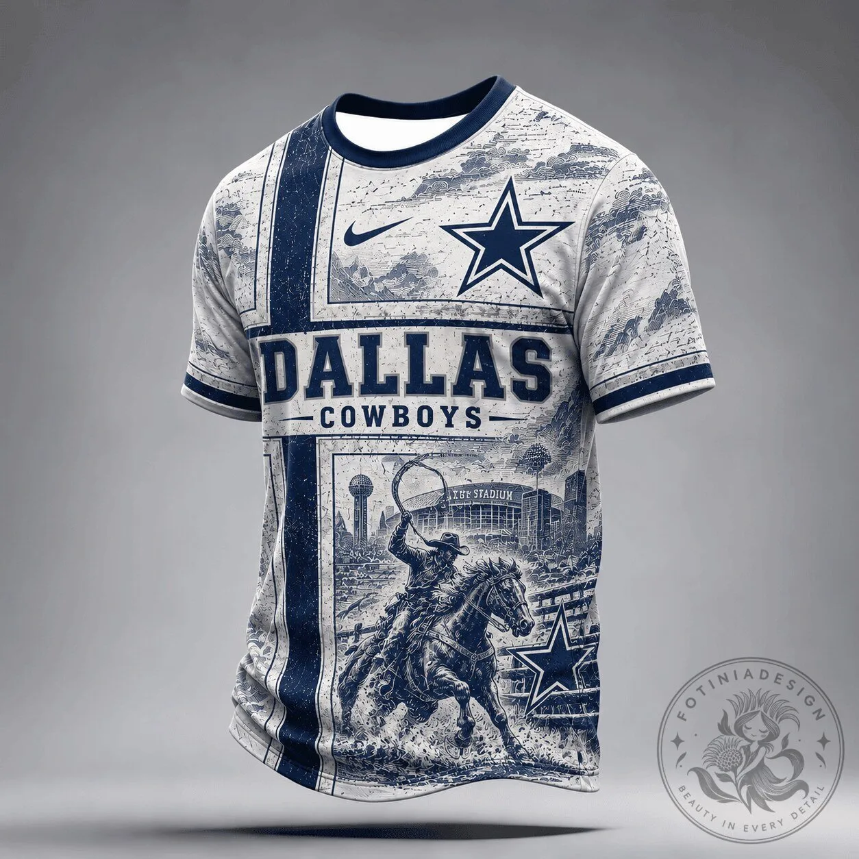 Dallas Cowboys Football Team Home Field and Mascot Graphic T-Shirt