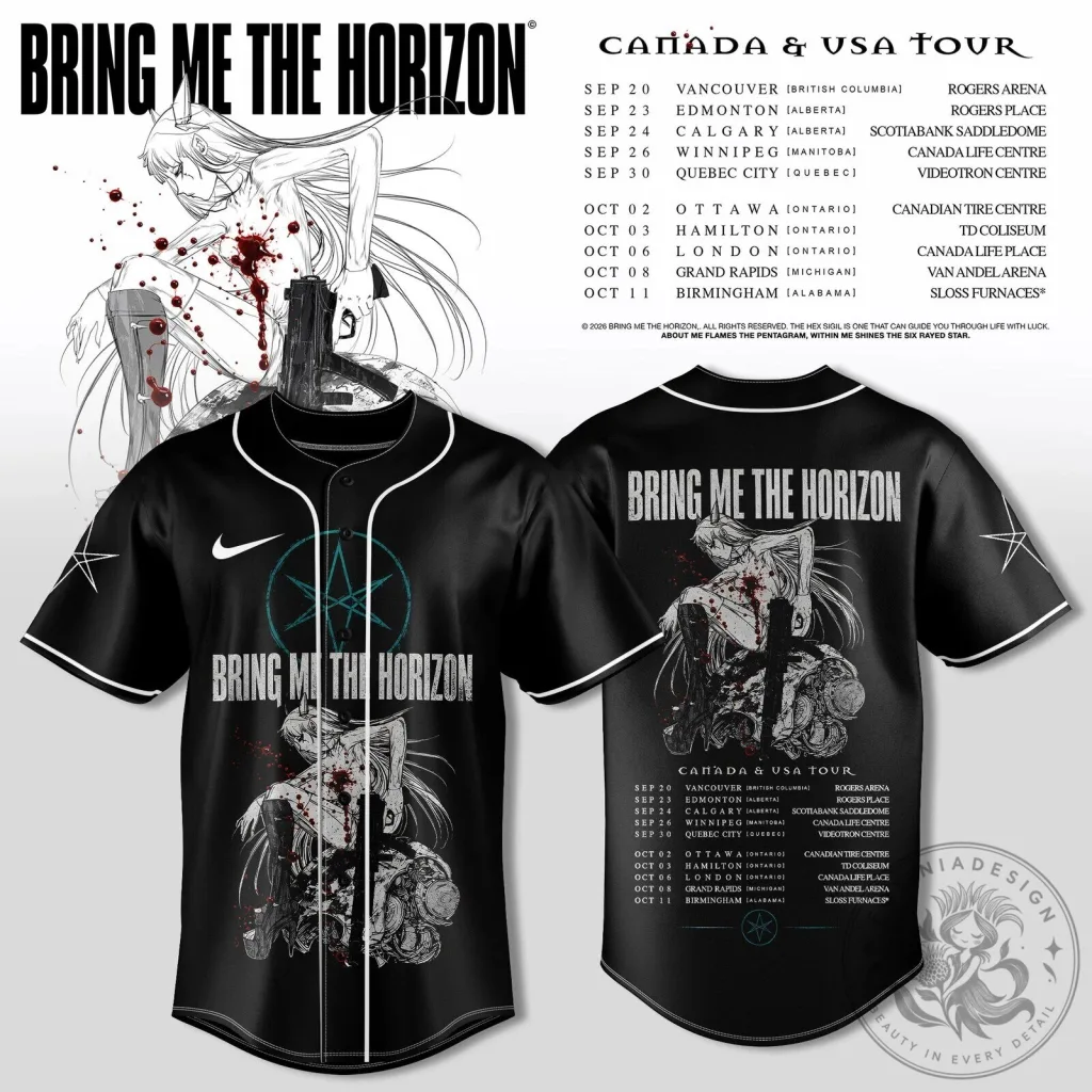 Baseball Jersey for Bring Me The Horizon Tour in Canada and the USA Baseball Jersey for Bring Me The Horizon Tour in Canada and the USA