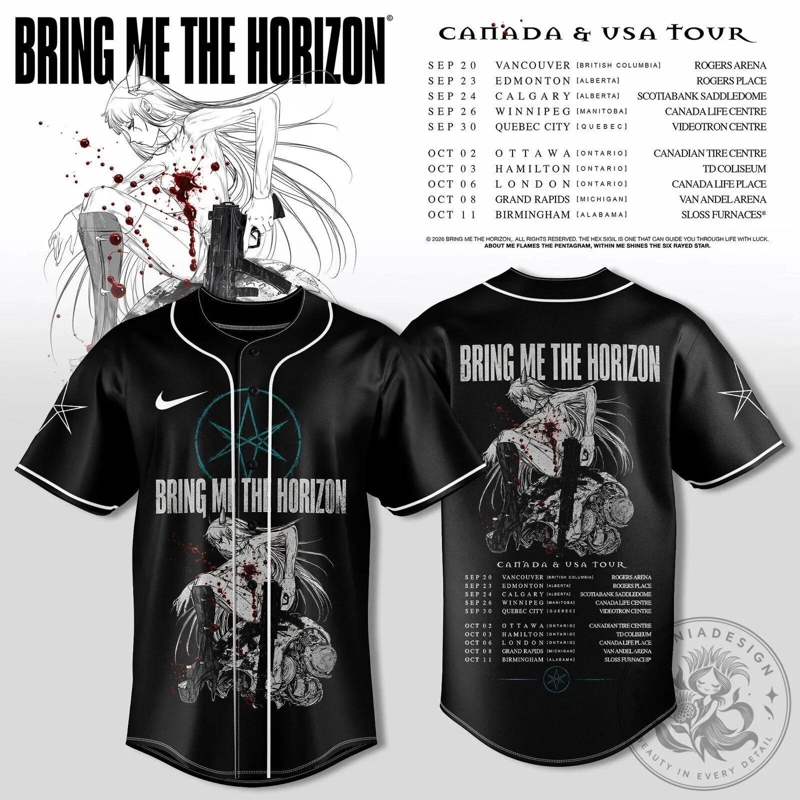 Baseball Jersey for Bring Me The Horizon Tour in Canada and the USA