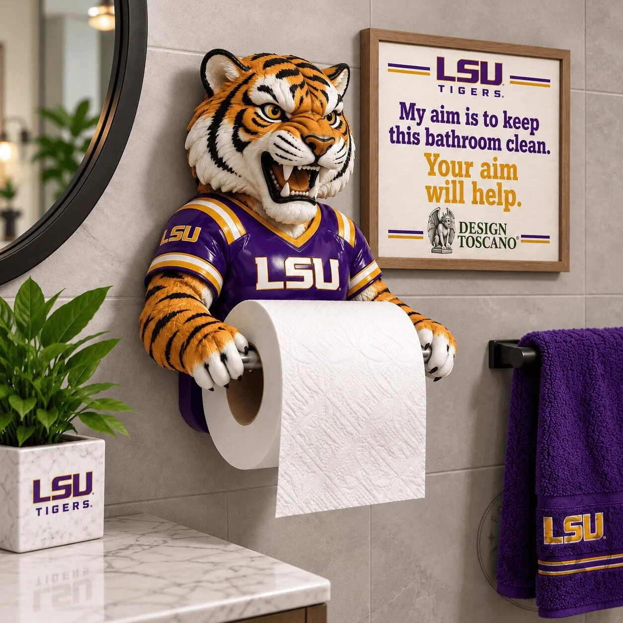 Louisiana State University Tigers Mascot Toilet Paper Holder Bathroom Decor 8 Louisiana State University Tigers Mascot Toilet Paper Holder Bathroom Decor