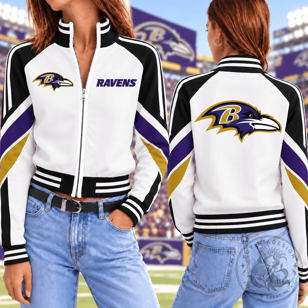 Baltimore Ravens NFL Football Vintage Colorblock Mockneck Zipper Jacket 4 Baltimore Ravens NFL Football Vintage Colorblock Mockneck Zipper Jacket