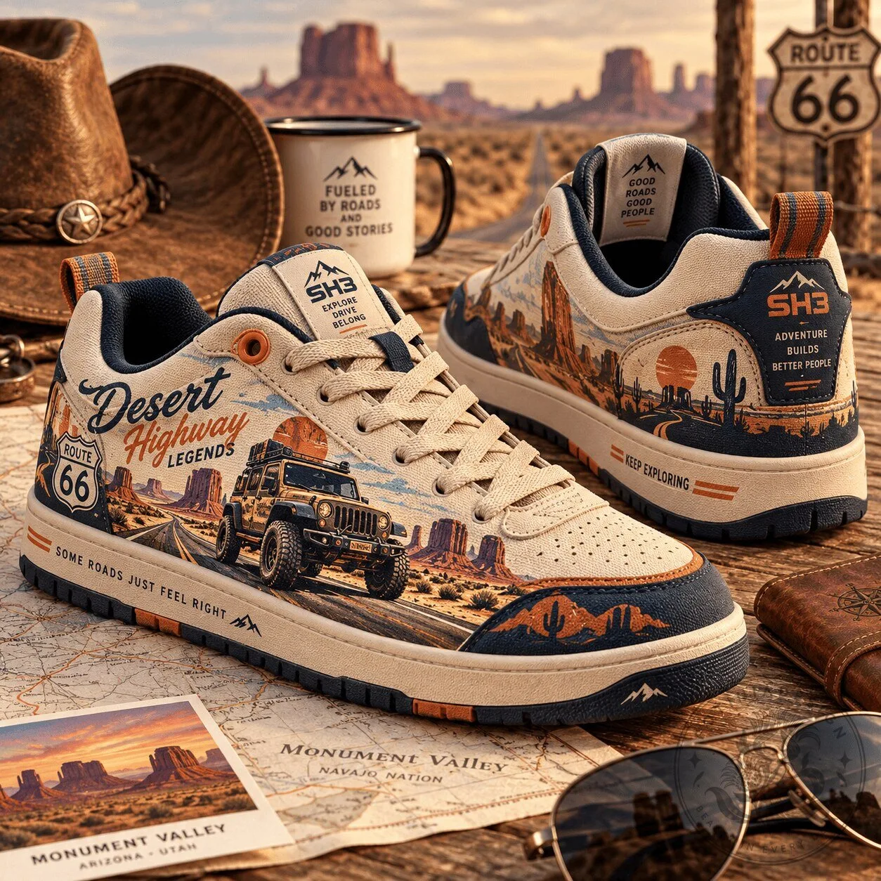Jeep Desert Highway Legends Route 66 Low-Top Sneakers