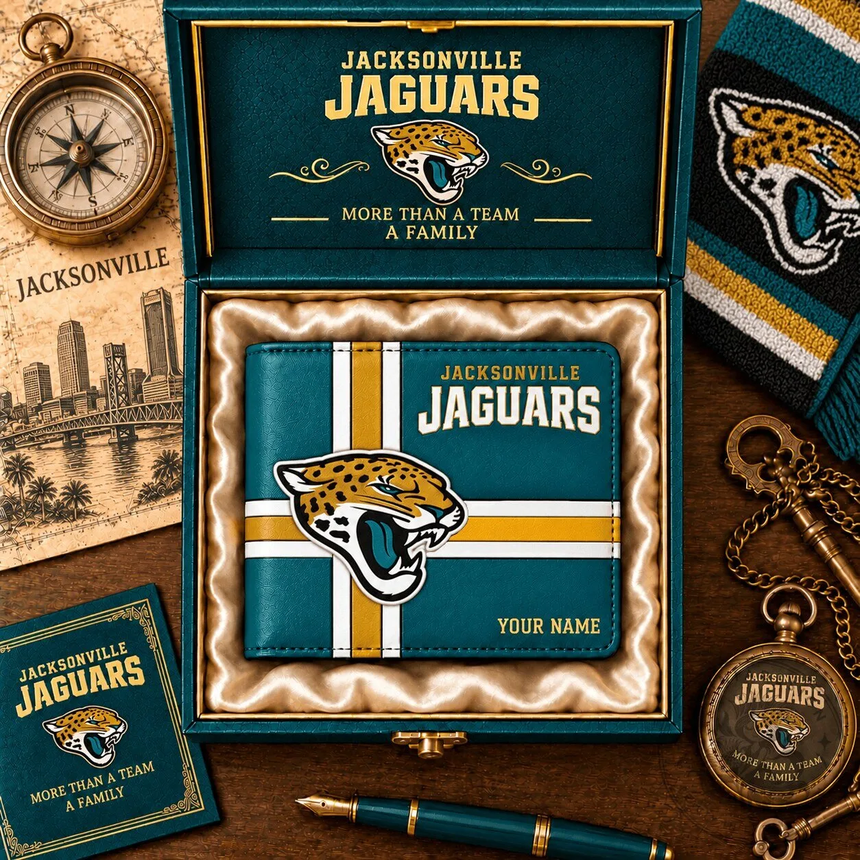 Jacksonville Jaguars NFL Team Logo Personalized Custom Wallet
