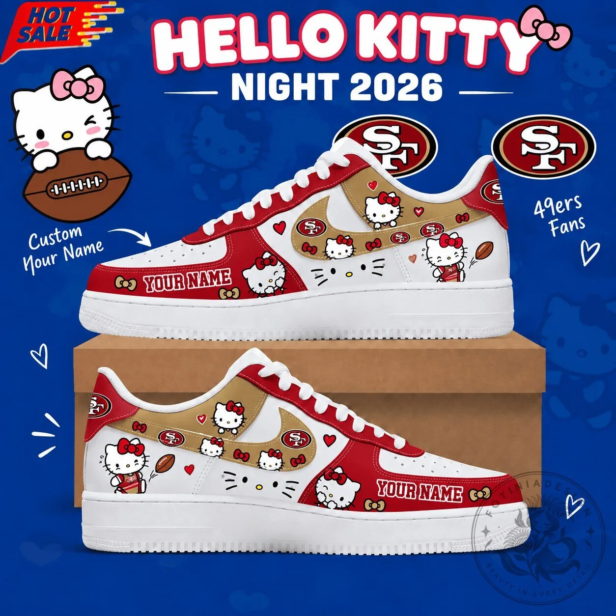 San Francisco 49ers Hello Kitty Custom Name Low Top Sneakers 2 San Francisco 49ers Hello Kitty Custom Name Low Top Sneakers