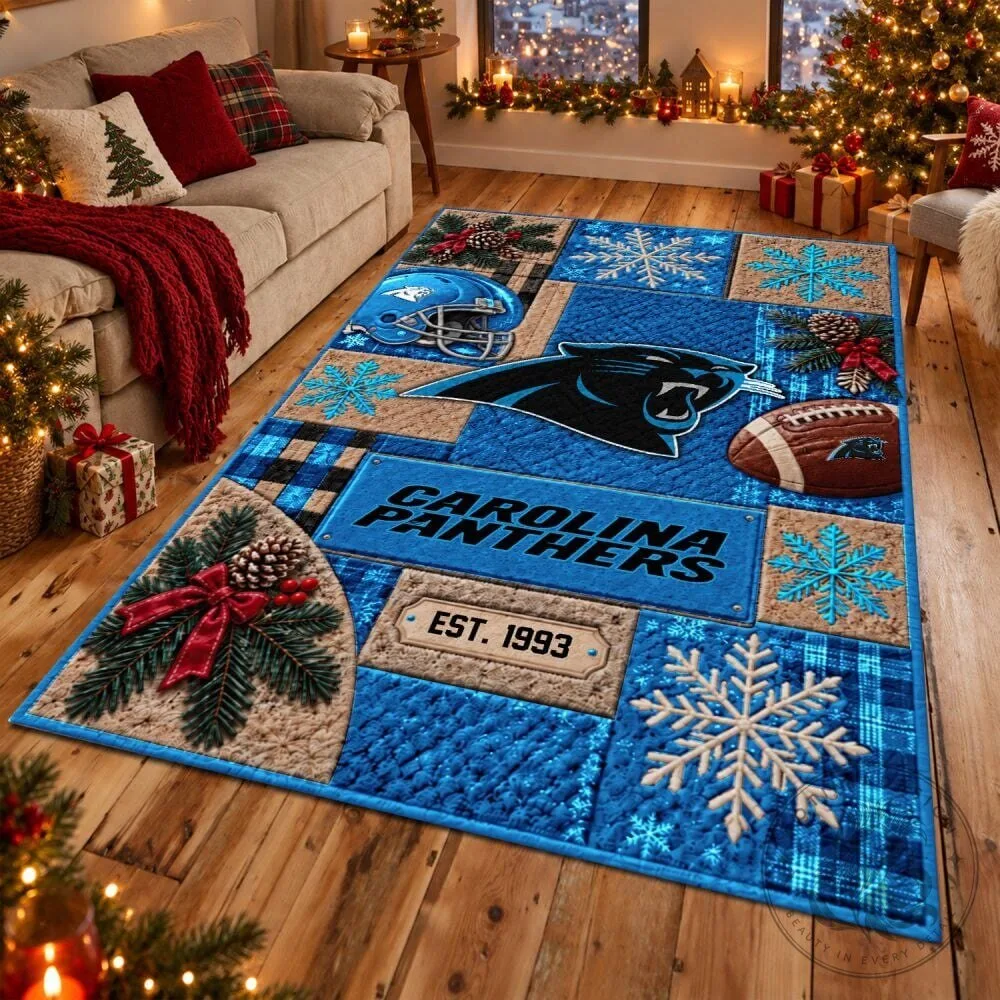 Carolina Panthers Christmas Snowflake Football Team Area Rug 4 Carolina Panthers Christmas Snowflake Football Team Area Rug