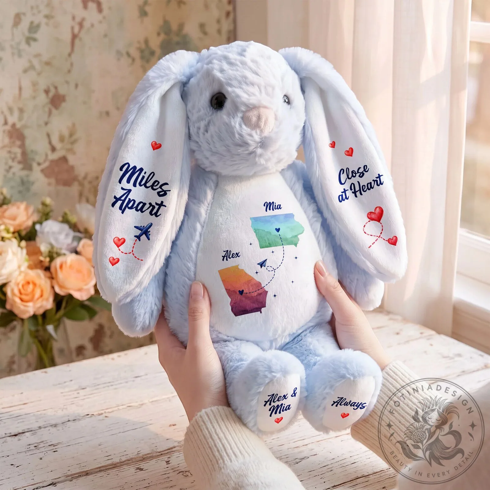 Personalized Long Distance Relationship Gift Miles Apart Close At Heart Bunny Plush 8 Personalized Long Distance Relationship Gift Miles Apart Close At Heart Bunny Plush