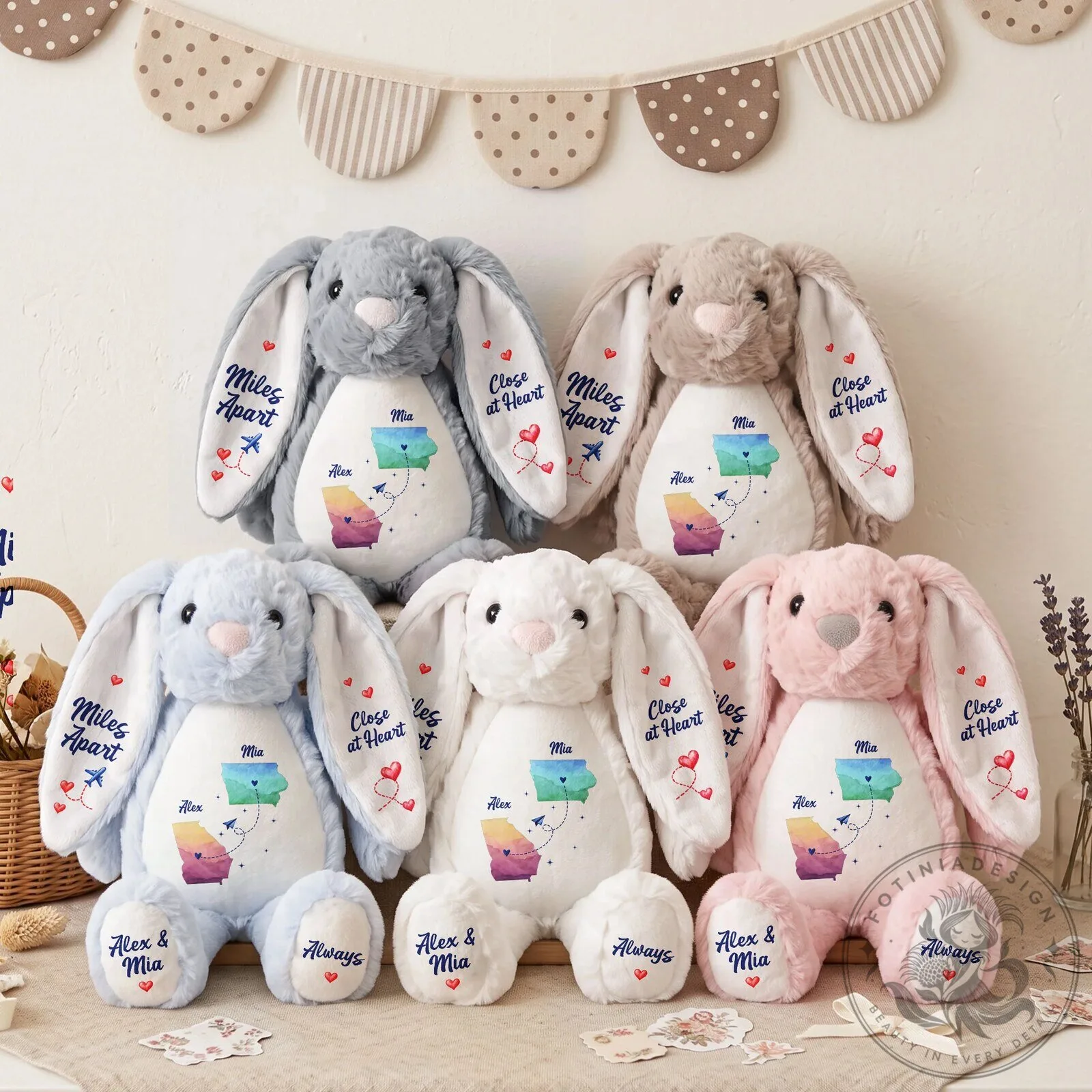 Personalized Long Distance Relationship Gift Miles Apart Close At Heart Bunny Plush 10 Personalized Long Distance Relationship Gift Miles Apart Close At Heart Bunny Plush