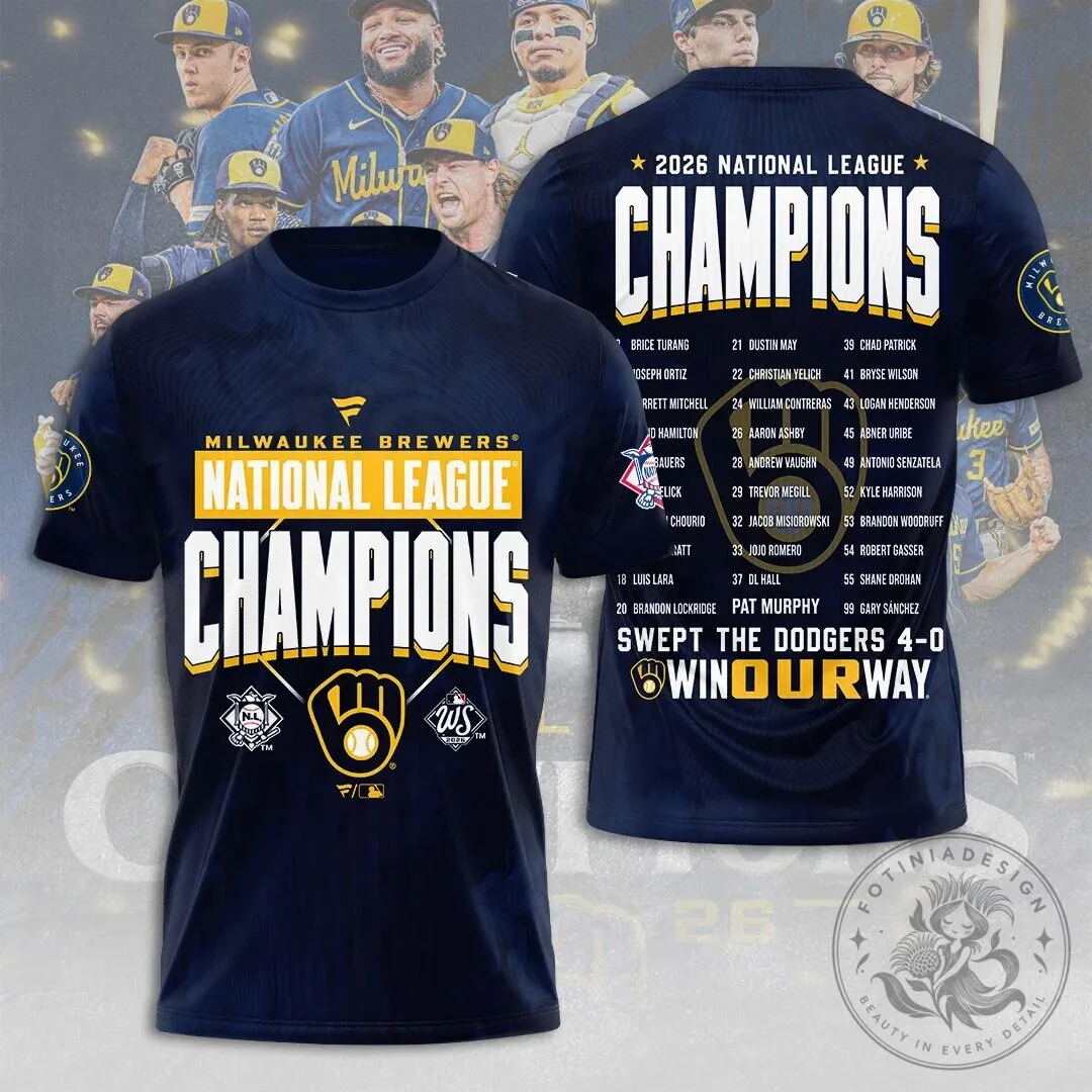 Milwaukee Brewers 2026 National League Champions Roster Navy T-Shirt