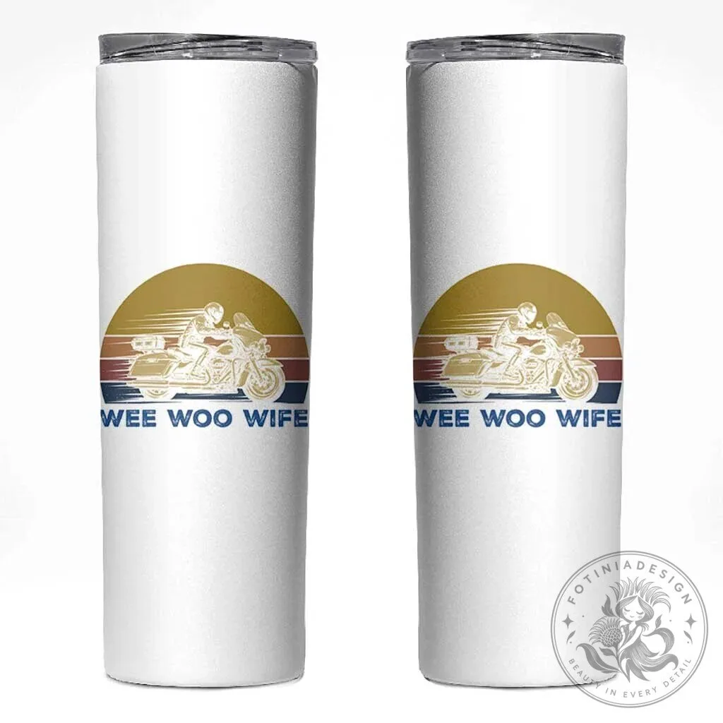 Police Wife Motorcycle Patrol Retro Sunset Tumbler