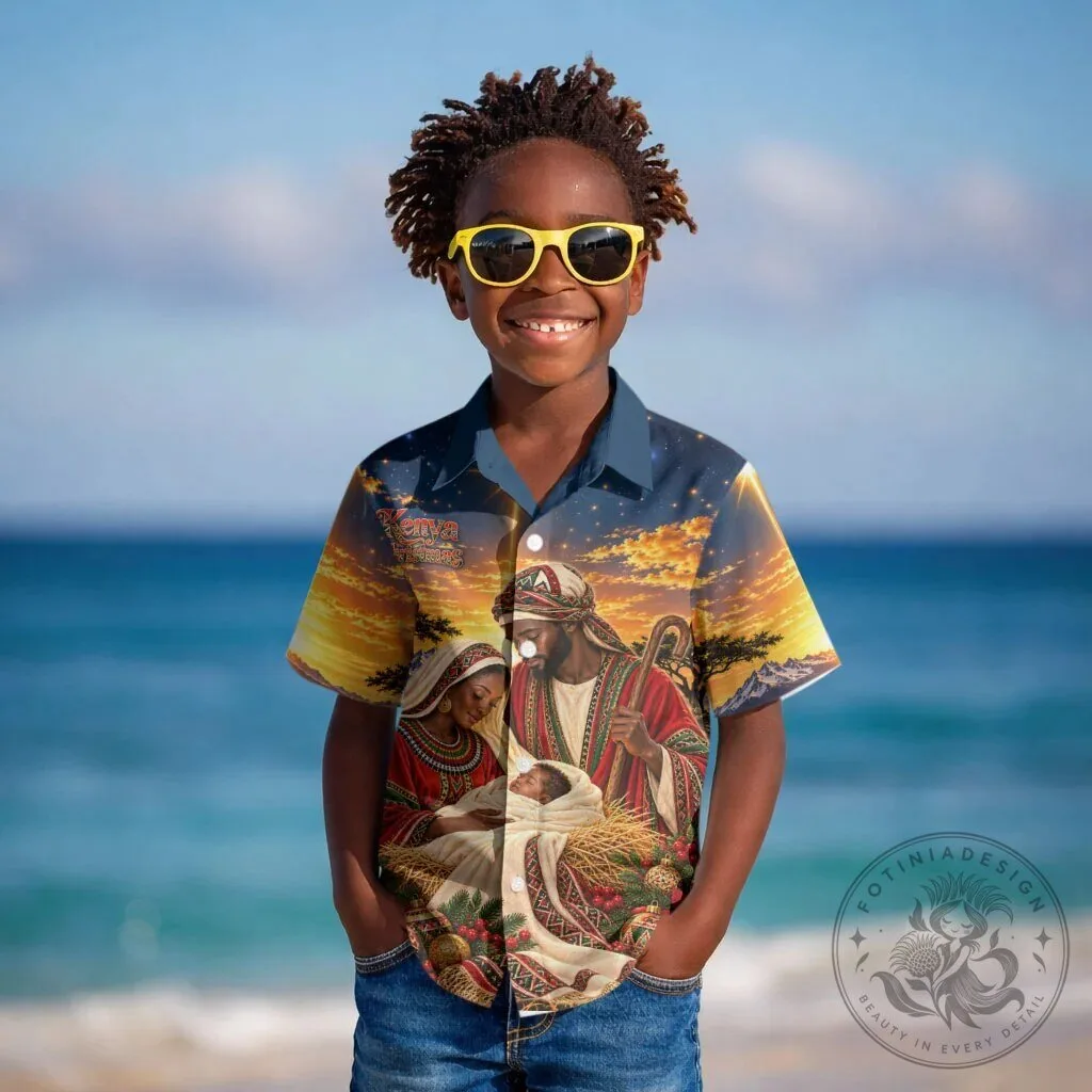 Kenya Christmas African Holy Family Sunset Hawaiian Shirt 2 Kenya Christmas African Holy Family Sunset Hawaiian Shirt