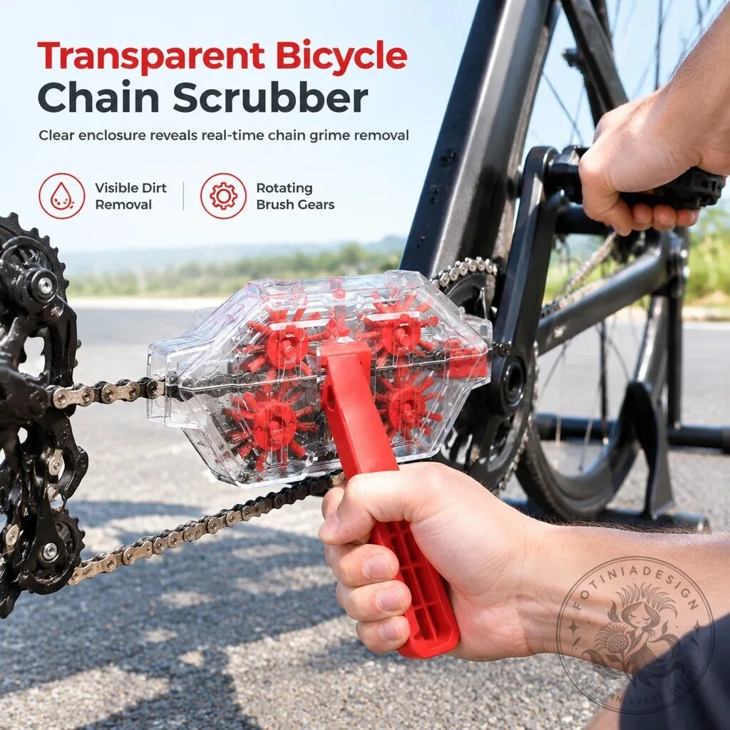 Transparent Bicycle Chain Scrubber Tool for Degreasing and Maintenance