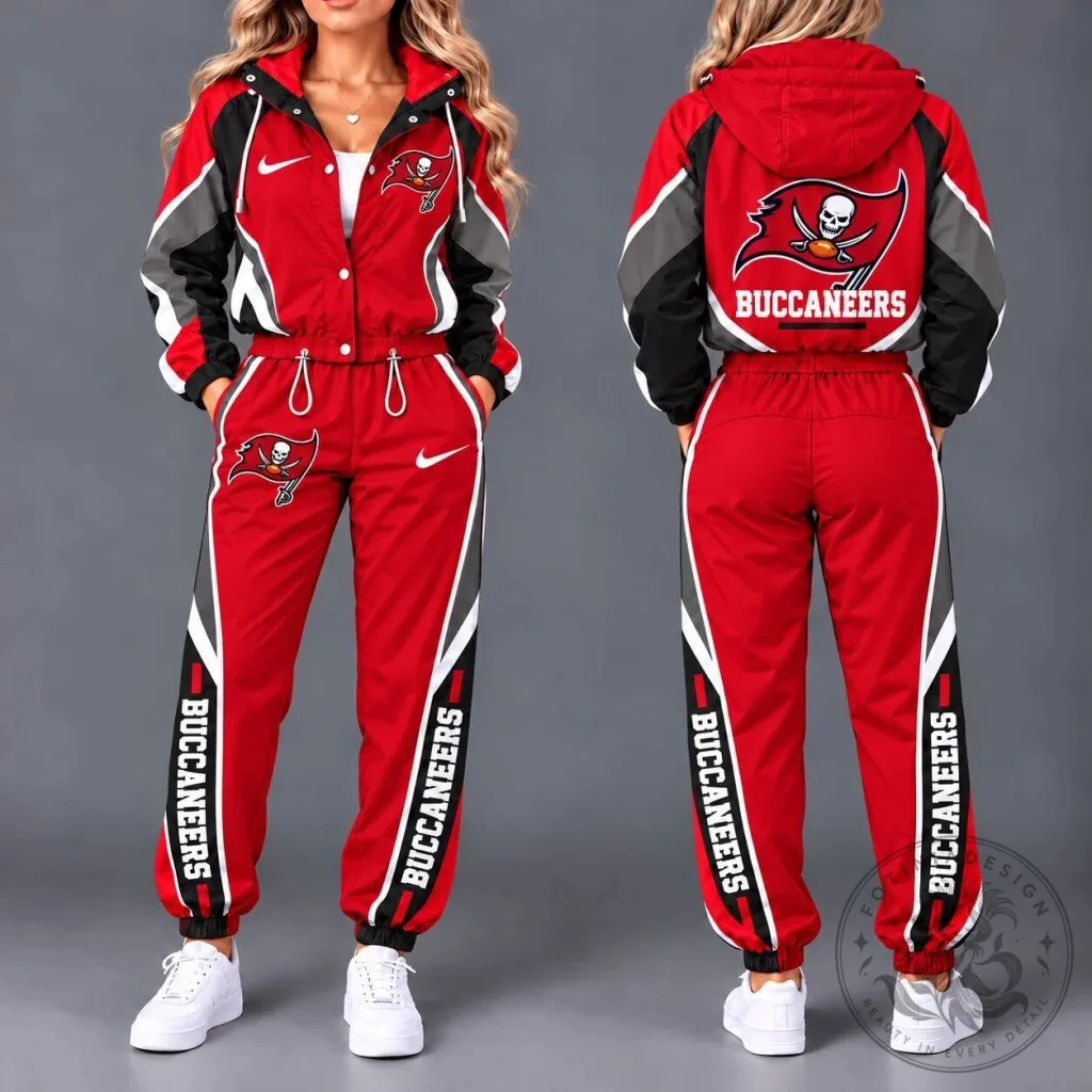 Tampa Bay Buccaneers NFL Team Logo Red and Black Windbreaker Jacket Tampa Bay Buccaneers NFL Team Logo Red and Black Windbreaker Jacket