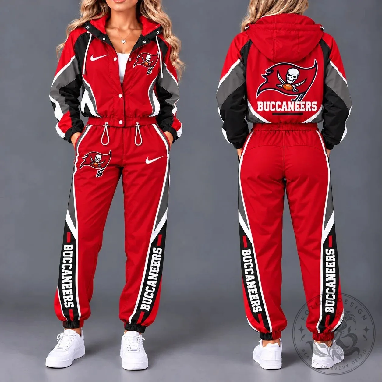 Tampa Bay Buccaneers NFL Team Logo Red and Black Windbreaker Jacket
