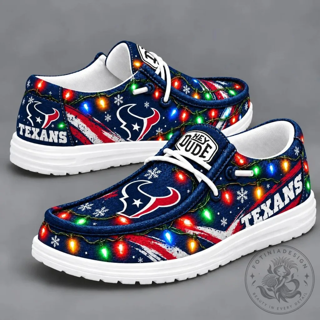 Houston Texans Christmas Holiday Light Loafer Shoes for Men and Women Houston Texans Christmas Holiday Light Loafer Shoes for Men and Women