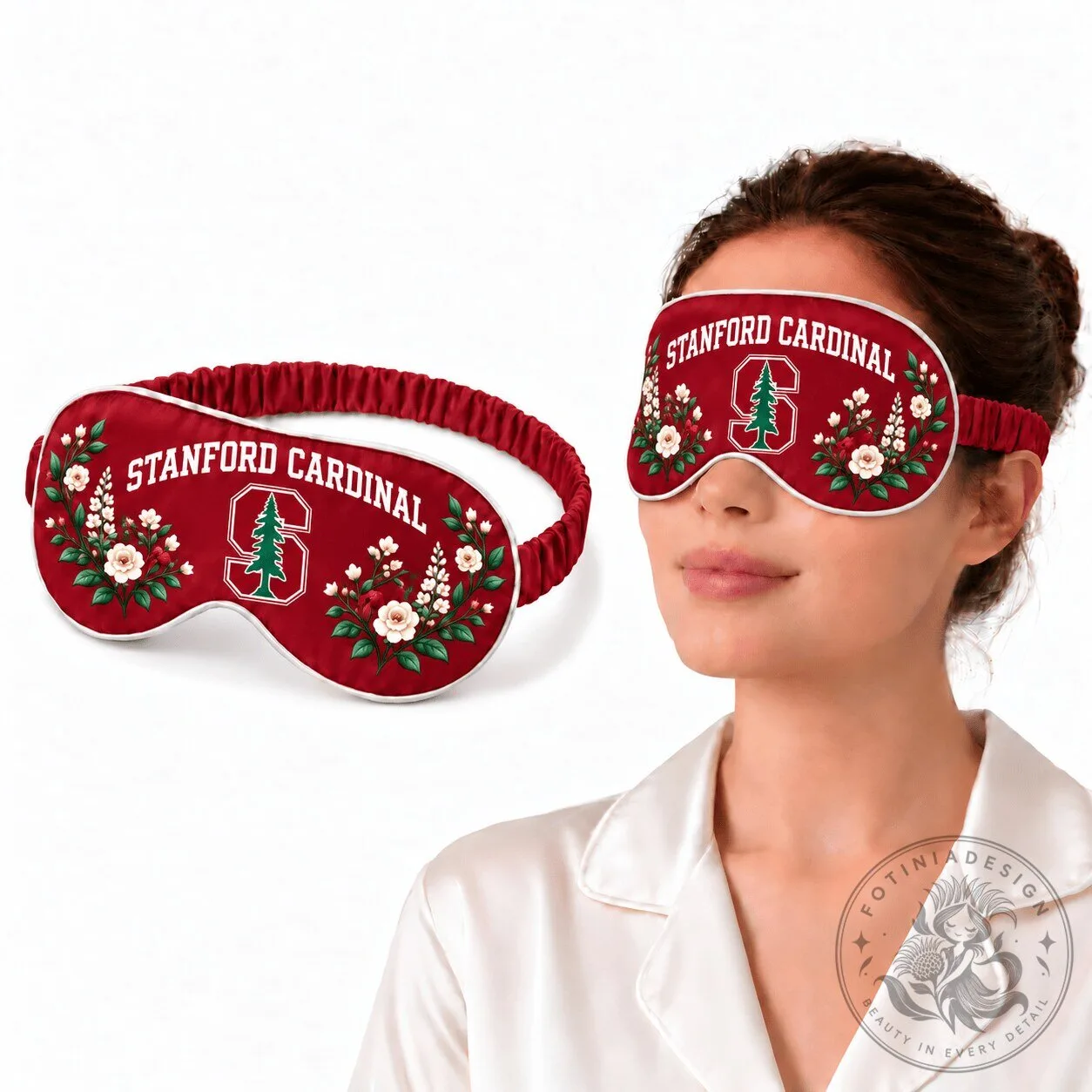 Stanford Cardinal Floral Pattern Sleep Mask