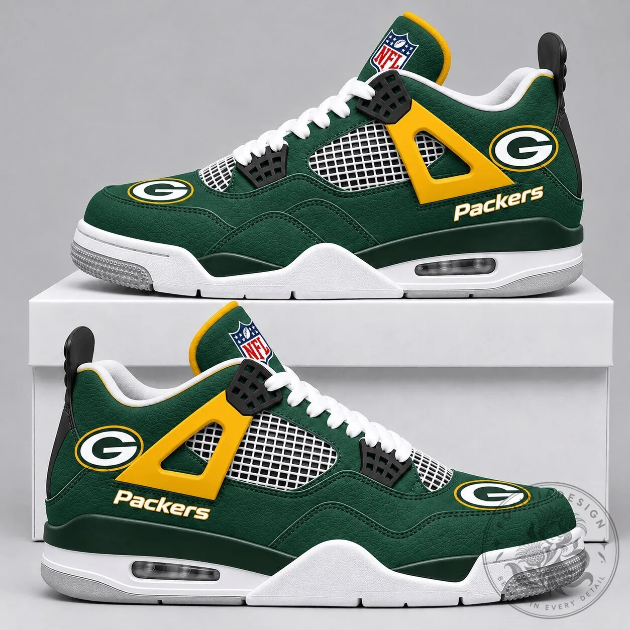 Green Bay Packers NFL Team Logo Custom Design Athletic Sports Shoes
