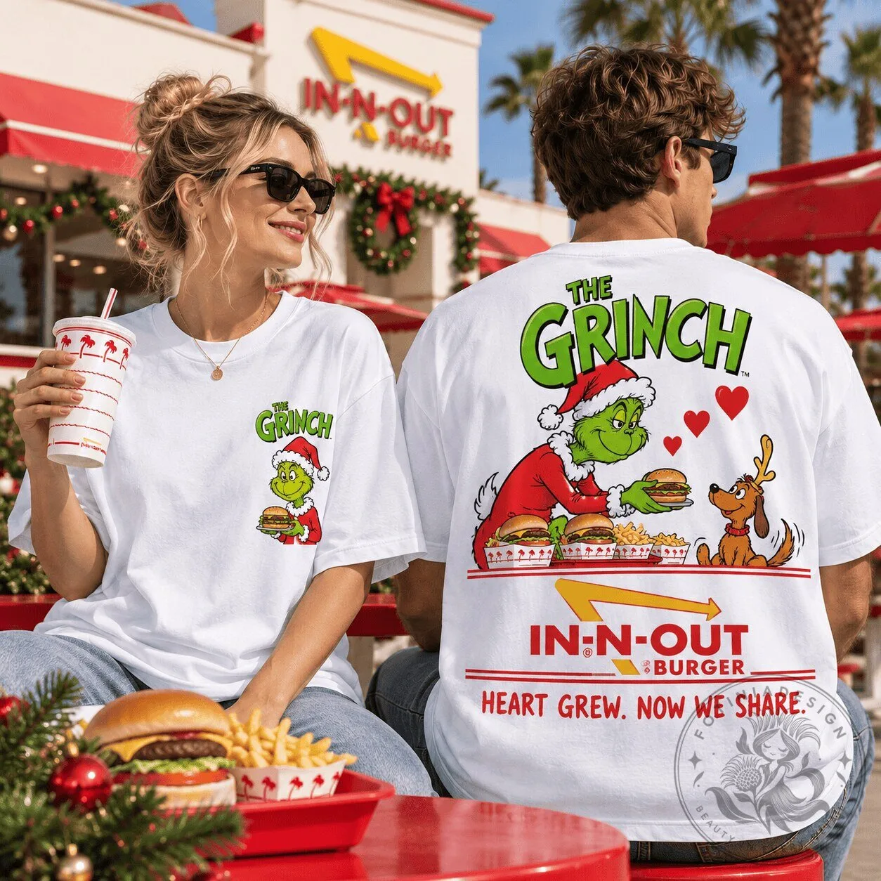 In-N-Out Burger Christmas Tee: The Grinch's Heart Grew Now We Share 3 In-N-Out Burger Christmas Tee: The Grinch